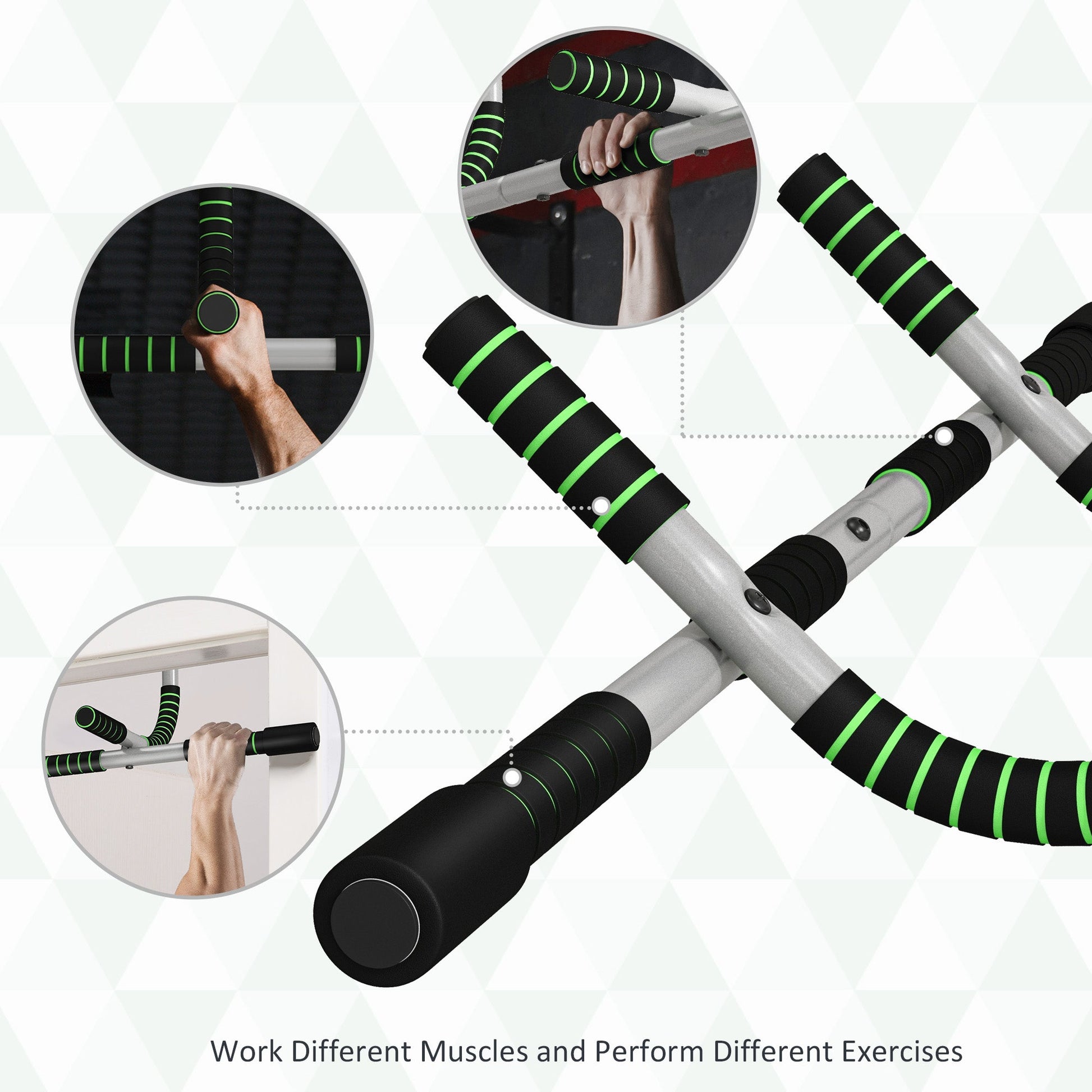 Pull-Up Bar for Doorway, Home Fitness Door Horizontal Bar Push up Bar for Indoor Gym Upper Body Workout, Green-4