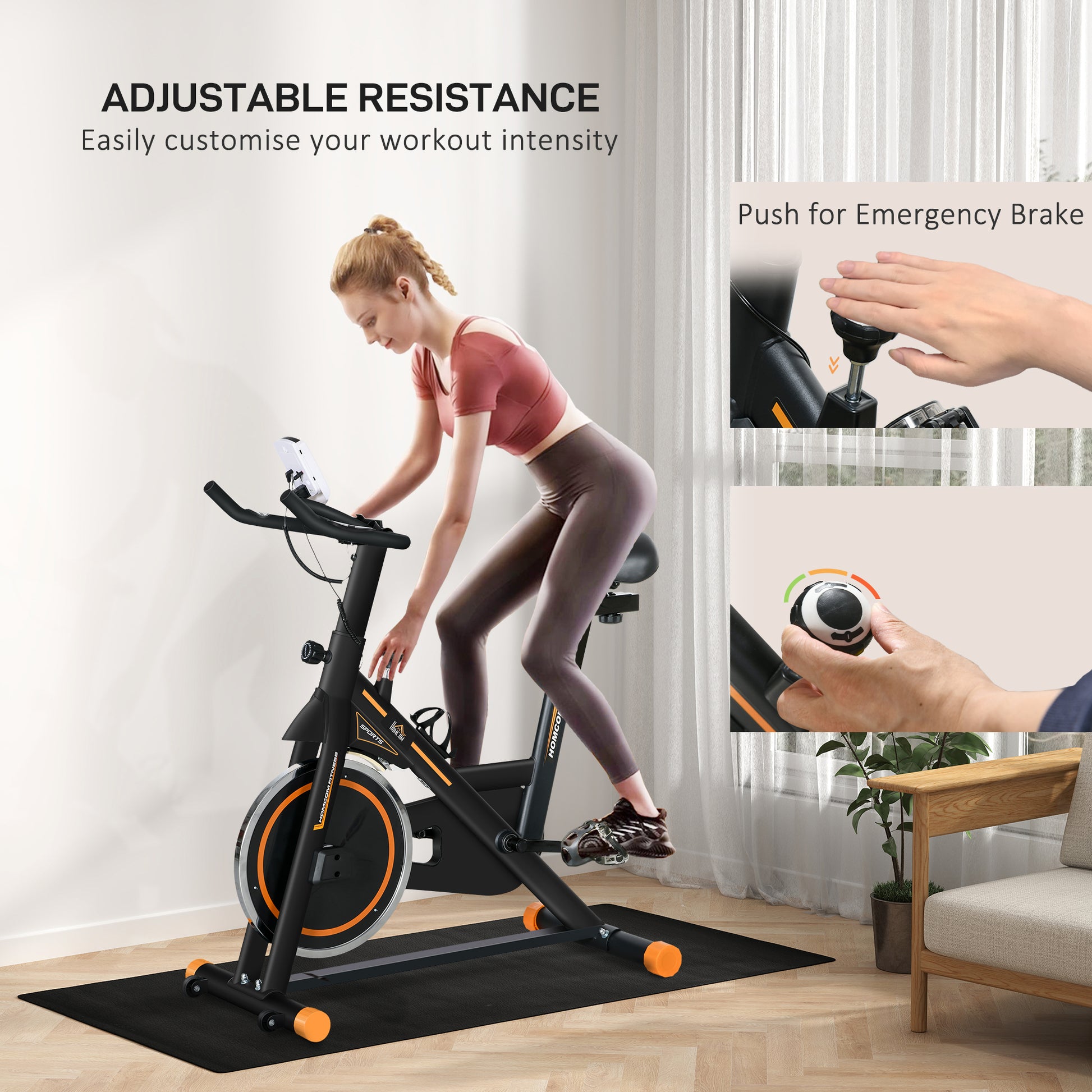 Indoor Exercise Bike, Cycling Bike for Home, Gym Use, Stationary Bike w/ LCD Display & Heart Rate Sensor, Fitness Bike | HOMCOM-3