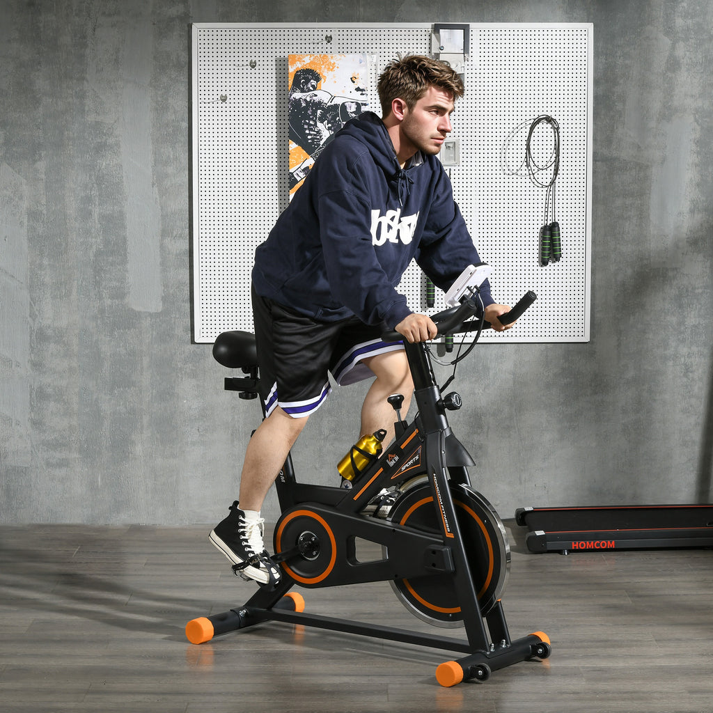 Indoor Exercise Bike, Cycling Bike for Home, Gym Use, Stationary Bike w/ LCD Display & Heart Rate Sensor, Fitness Bike | HOMCOM-8