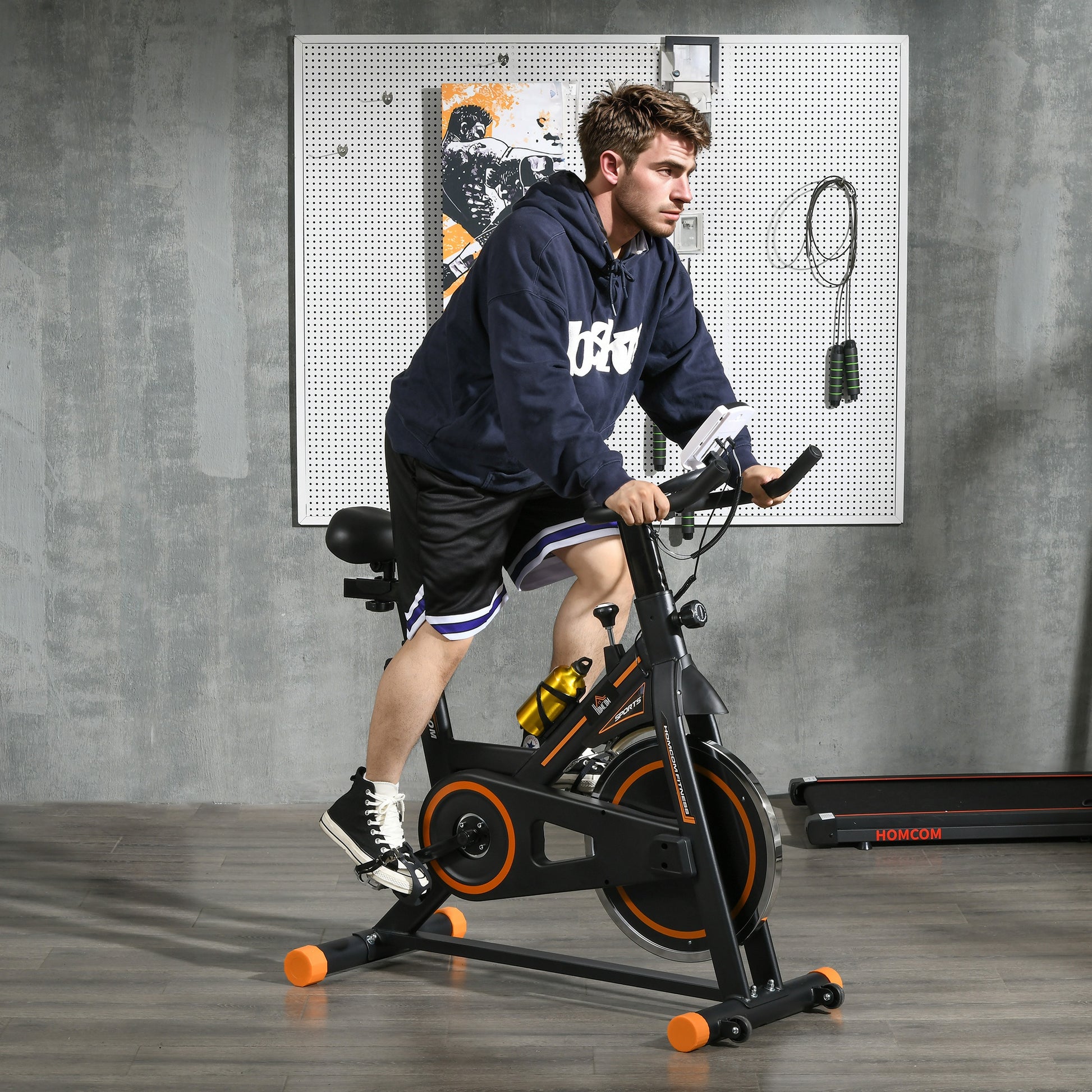 Indoor Exercise Bike, Cycling Bike for Home, Gym Use, Stationary Bike w/ LCD Display & Heart Rate Sensor, Fitness Bike | HOMCOM-8