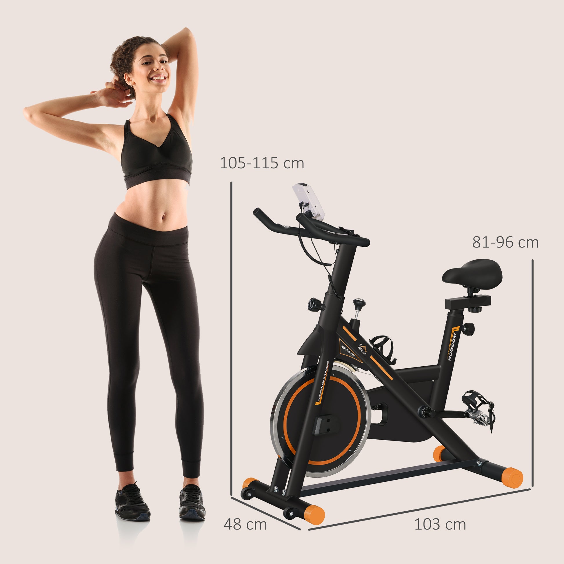 Indoor Exercise Bike, Cycling Bike for Home, Gym Use, Stationary Bike w/ LCD Display & Heart Rate Sensor, Fitness Bike | HOMCOM-1
